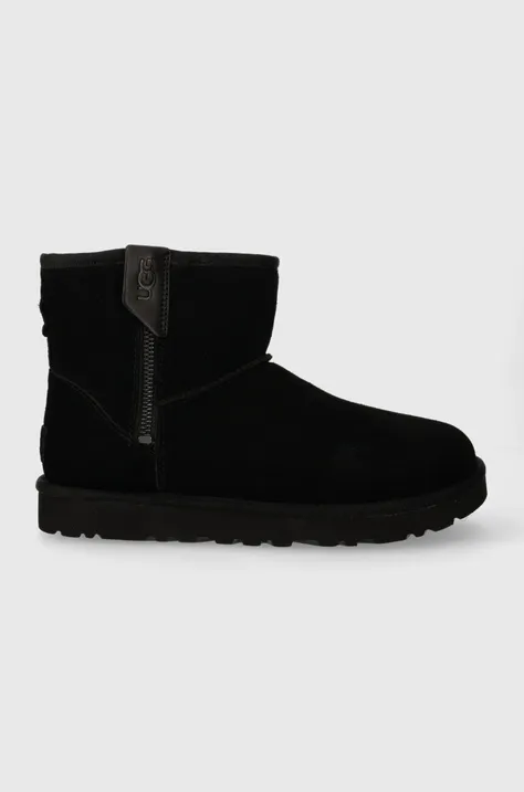 Semišové snehule UGG Classic Mini Bailey Zip čierna farba, 1151230