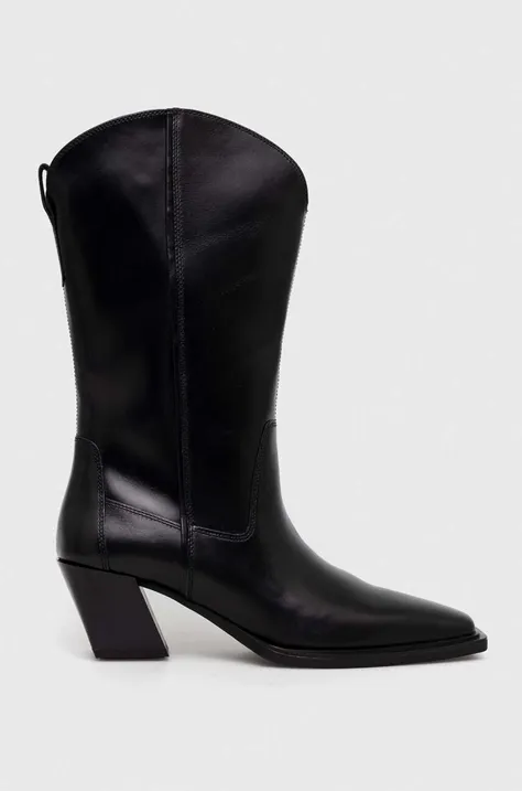Usnjeni kavbojski škornji Vagabond Shoemakers ALINA ženski, črna barva, 5421.501.20