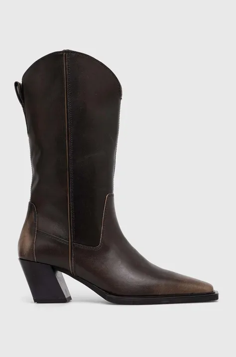 Kožené kovbojské topánky Vagabond Shoemakers ALINA dámske, hnedá farba, na podpätku, 5421.518.19