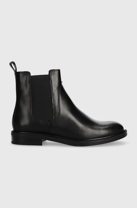 Kožené kotníkové boty Vagabond Shoemakers AMINA dámské, černá barva, na plochém podpatku, 5603.001.20