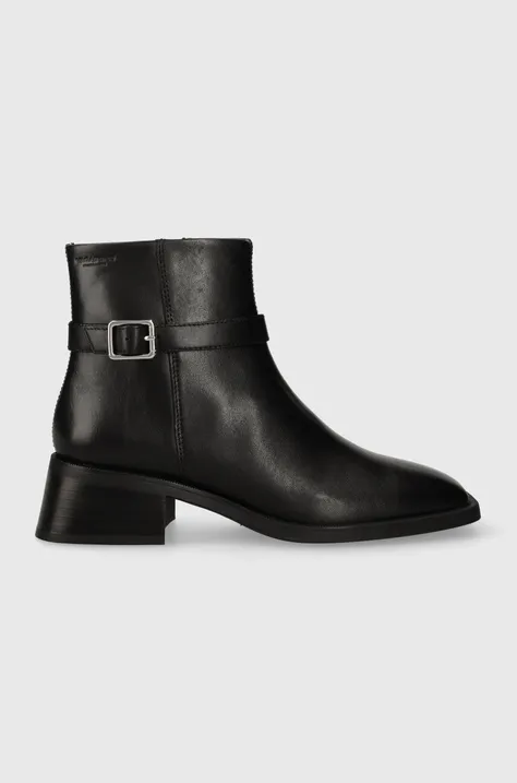 Kožené členkové topánky Vagabond Shoemakers BLANCA dámske, čierna farba, na plochom podpätku, 5617.301.20