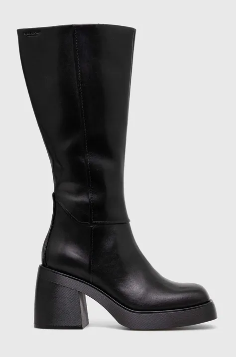 Кожаные сапоги Vagabond Shoemakers BROOKE женские цвет чёрный каблук кирпичик 5644.101.20