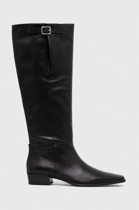 Кожаные сапоги Vagabond Shoemakers NELLA женские цвет чёрный на плоском ходу 5616.101.20