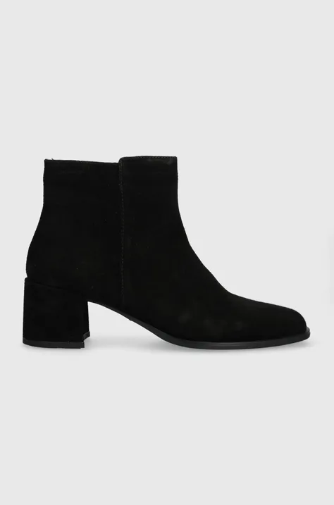 Gležnječe od brušene kože Vagabond Shoemakers STINA za žene, boja: crna, s debelom potpeticom, 5609.040.20