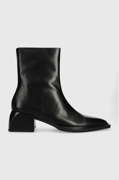 Kožené členkové topánky Vagabond Shoemakers VIVIAN dámske, čierna farba, na plochom podpätku, 5453.001.20