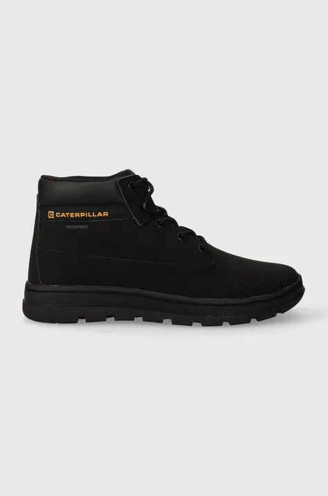 Велурени обувки Caterpillar CITE WP в черно с равна подметка P111271