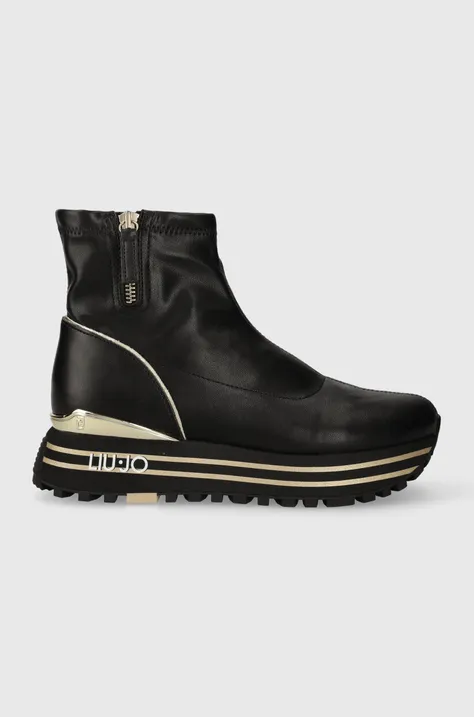 Členkové topánky LIU JO MAXI WONDER 64 dámske, čierna farba, na platforme, BF3095EX21122222