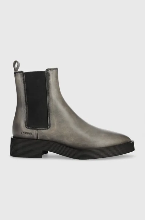 Kožené kotníkové boty Copenhagen dámské, šedá barva, na plochém podpatku, CPH662 used vitello