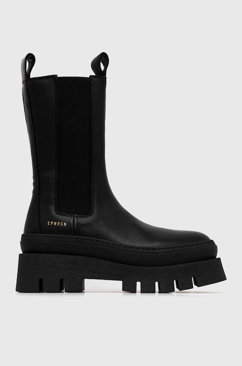 Copenhagen cizme de piele femei, culoarea negru, cu platforma, CPH685 vitello