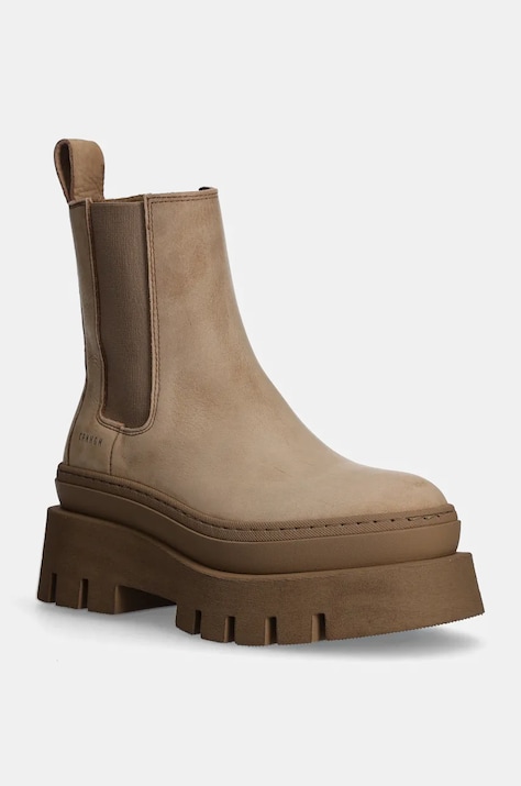 Copenhagen ghete chelsea de piele femei, culoarea bej, cu platforma, CPH686 vitello