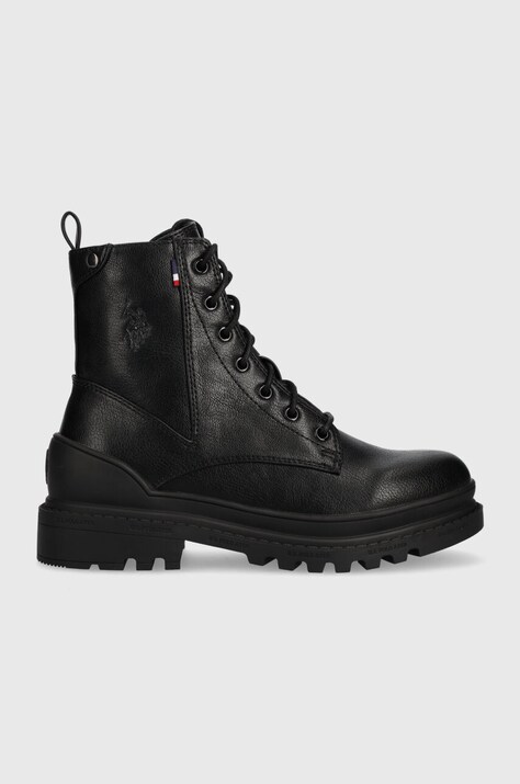 U.S. Polo Assn. botine BRUNA femei, culoarea negru, cu toc plat, BRUNA009W/CY1