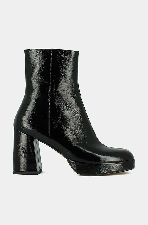 Δερμάτινες μπότες Jonak VORIS CUIR BRILLANT γυναικείες, χρώμα: μαύρο, 3300088