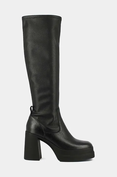Čizme Jonak PAILLE CUIR GR/ STRETCH za žene, boja: crna, s debelom potpeticom, 3300014