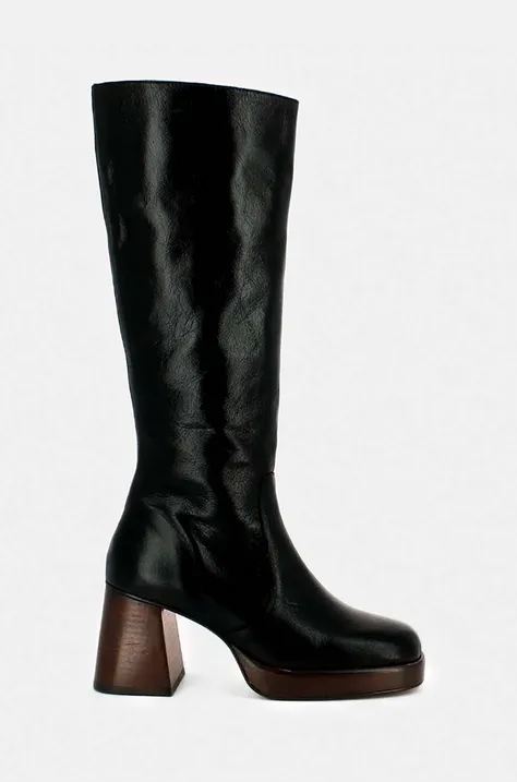 Usnjeni elegantni škornji Jonak BETINA CUIR VIEILLI ženski, črna barva, 6001328