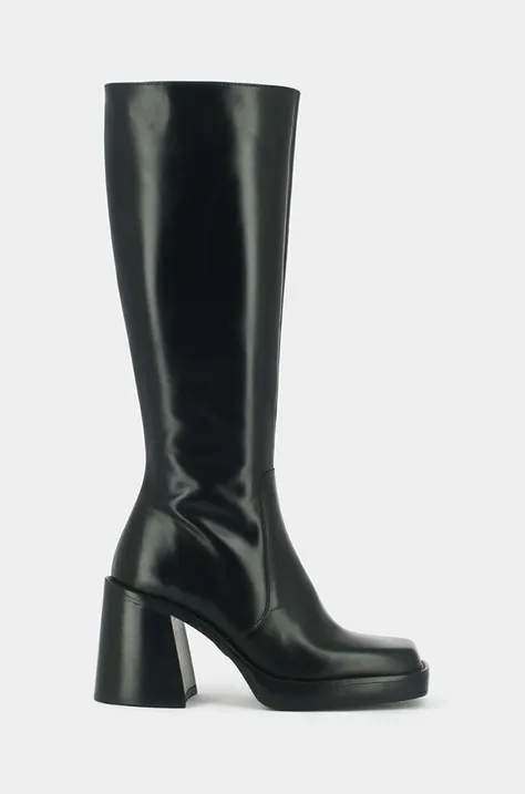 Кожаные сапоги Jonak BONBON CUIR женские цвет чёрный каблук кирпичик 3100168