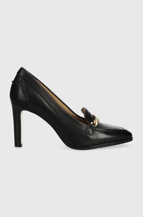 Lauren Ralph Lauren pantofi de piele Colleen culoarea negru, cu toc drept, 802922167002