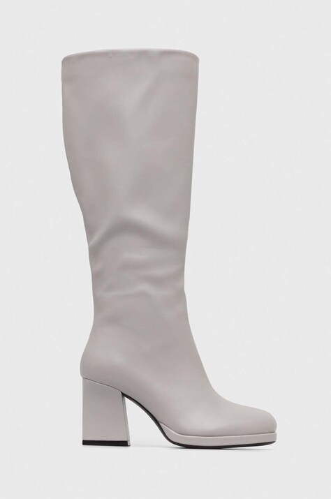 Pinko cizme Elgar femei, culoarea gri, cu toc drept, 102316 A1D9 I41