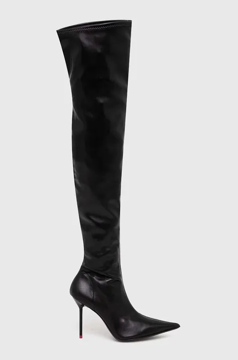 Vysoké čižmy Pinko Lully dámske, čierna farba, na vysokom podpätku, 102030 A18W Z99