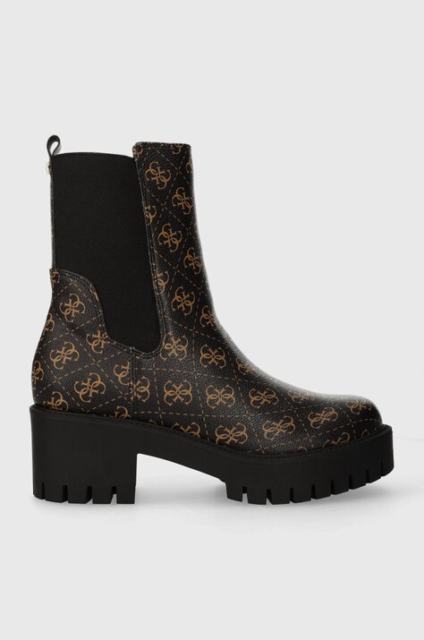 Guess cizme WARIN femei, culoarea maro, cu toc drept, FL8WAN FAL10