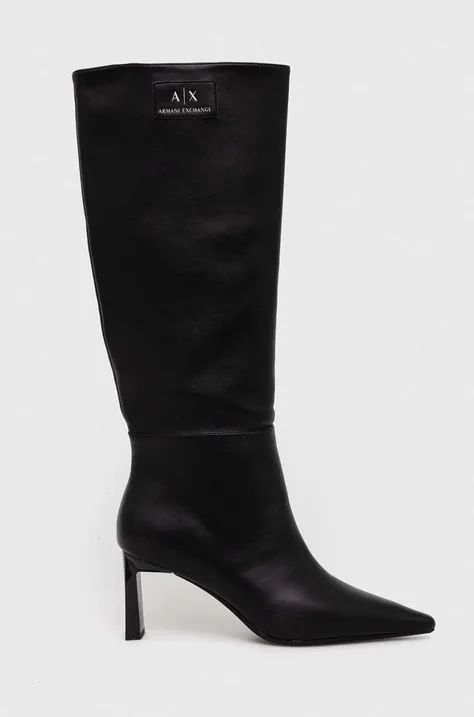 Čizme Armani Exchange za žene, boja: crna, s debelom potpeticom, XDO015.XV751.00002