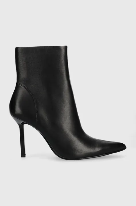 Kožené členkové topánky Steve Madden Iyanna dámske, čierna farba, na vysokom podpätku, SM11002278