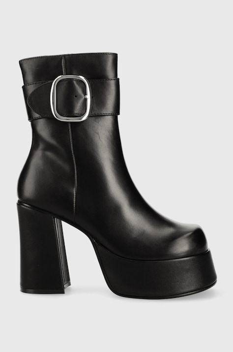Kožne gležnjače Steve Madden Siren za žene, boja: crna, s debelom potpeticom, SM11002628