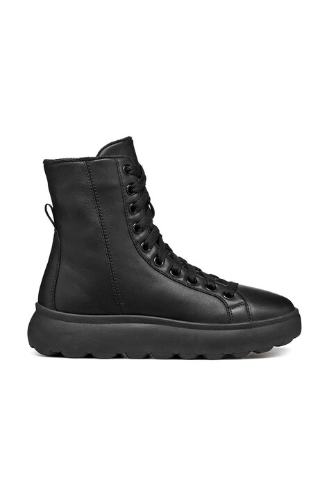 Geox cizme de piele D SPHERICA EC4.1 D femei, culoarea negru, cu toc plat, izolat, D36TCD 00085 C9999