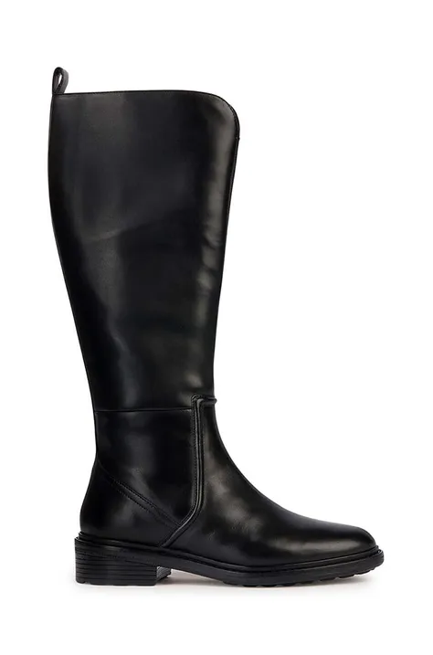 Кожаные сапоги Geox D WALK PLEASURE G женские цвет чёрный на плоском ходу D36TGG 00043 C9999