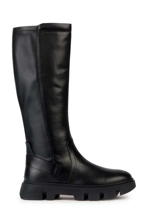 Δερμάτινες μπότες Geox D VILDE A γυναικείες, χρώμα: μαύρο, D36UAA 085KB C9999