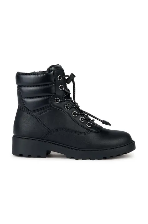 Členkové topánky Geox J CASEY B ABX dámske, čierna farba, na plochom podpätku, J367ZB 0BCLV C9999