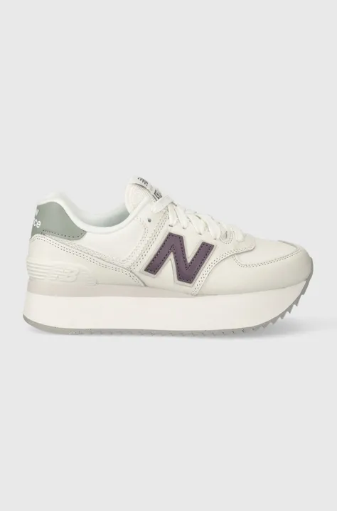 New Balance leather sneakers WL574ZFG white color