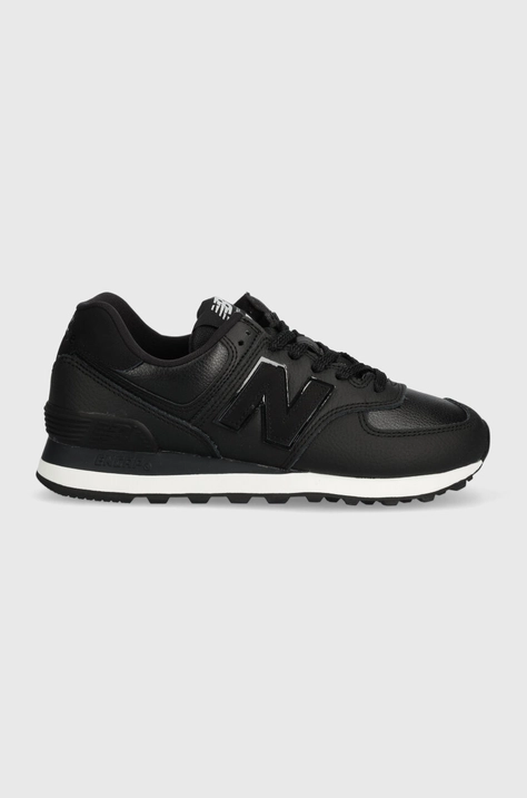 New Balance leather sneakers WL574IB2 black color