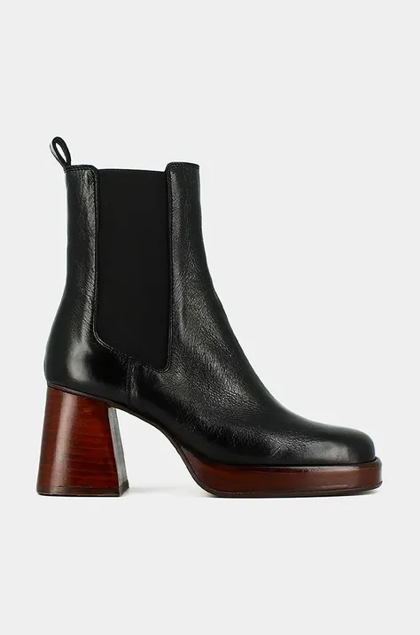 Kožené kotníkové boty Jonak BECCA CUIR dámské, černá barva, na podpatku, 3500061