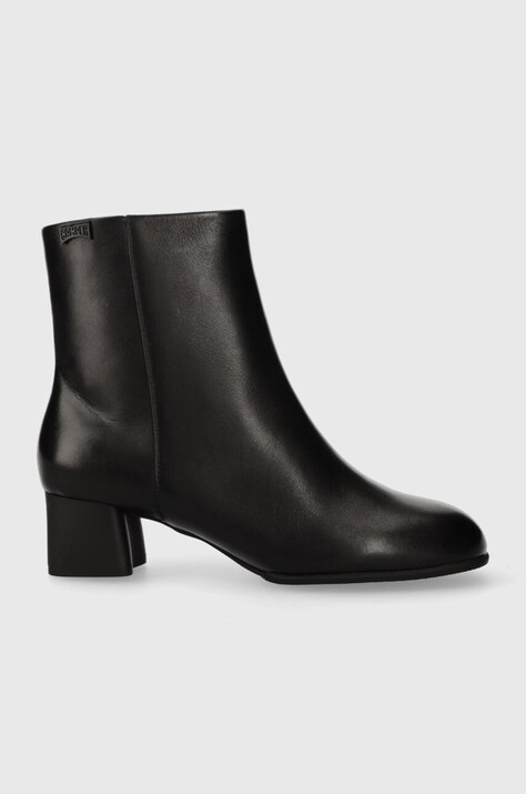Kožne gležnjače Camper Katie za žene, boja: crna, s debelom potpeticom, K400664.001