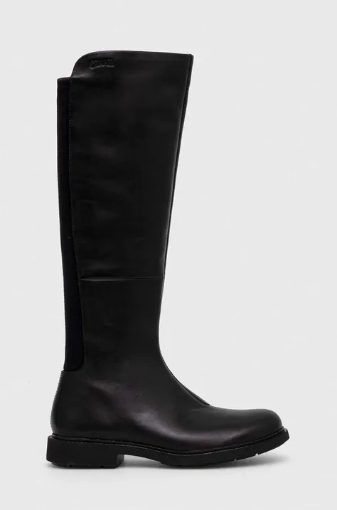 Kožne čizme Camper Neuman za žene, boja: crna, ravni potplat, K400248.003