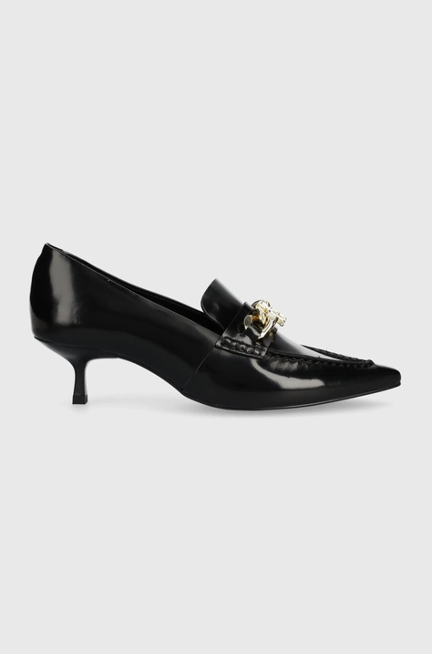 Kožne štikle Tommy Hilfiger TH CHAIN POINTY PUMP boja: crna, FW0FW07527