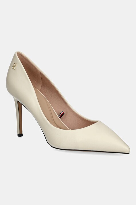Шкіряні туфлі Tommy Hilfiger ESSENTIAL POINTED PUMP колір бежевий FW0FW07533