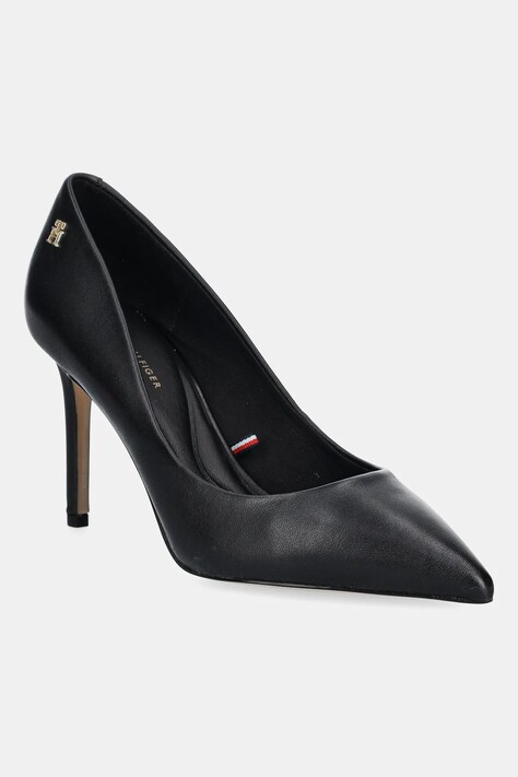 Kožené lodičky Tommy Hilfiger ESSENTIAL POINTED PUMP černá barva, FW0FW07533