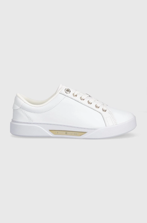 Kožené sneakers boty Tommy Hilfiger GOLDEN HW COURT SNEAKER bílá barva, FW0FW07560