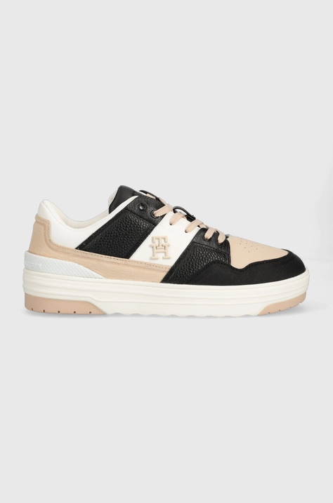 Kožené tenisky Tommy Hilfiger TH PREMIUM LO BASKET SNEAKER biela farba, FW0FW07564