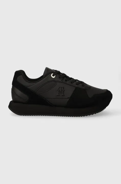 Δερμάτινα αθλητικά παπούτσια Tommy Hilfiger TH ESSENTIAL RUNNER χρώμα: μαύρο, FW0FW07585