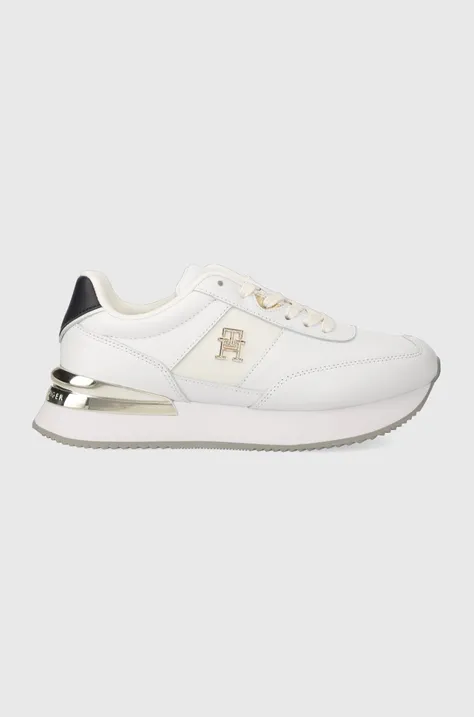Δερμάτινα αθλητικά παπούτσια Tommy Hilfiger TH ELEVATED FEMININE RUNNER GLD χρώμα: άσπρο, FW0FW07306