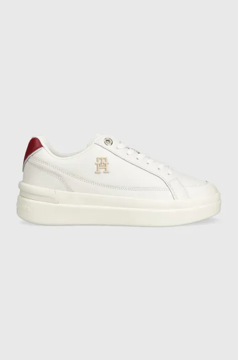 Δερμάτινα αθλητικά παπούτσια Tommy Hilfiger TH ELEVATED COURT SNEAKER χρώμα: άσπρο, FW0FW07568