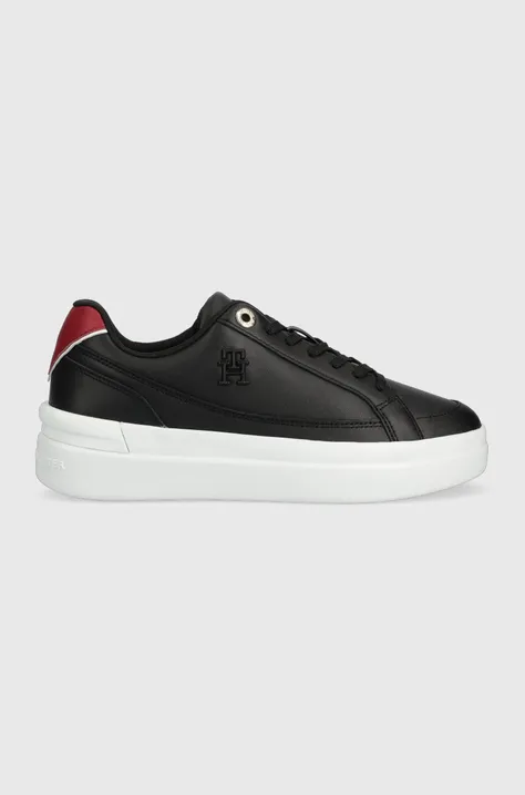 Tommy Hilfiger sneakers din piele TH ELEVATED COURT SNEAKER culoarea negru, FW0FW07568