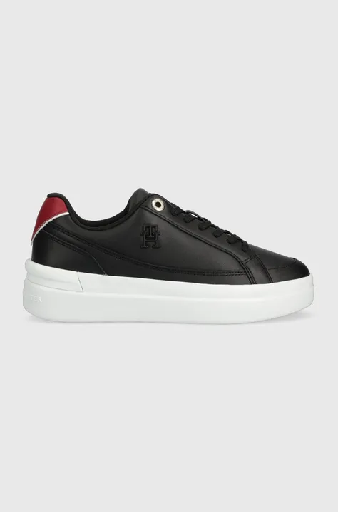 Usnjene superge Tommy Hilfiger TH ELEVATED COURT SNEAKER črna barva, FW0FW07568