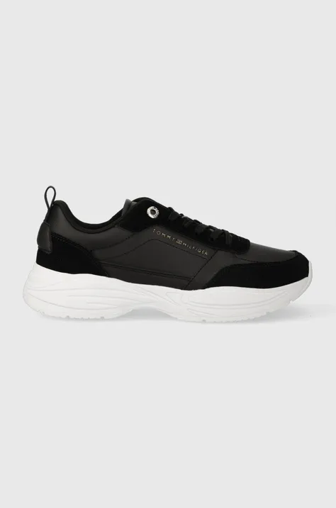 Δερμάτινα αθλητικά παπούτσια Tommy Hilfiger ESSENTIAL LTHR RUNNER χρώμα: μαύρο, FW0FW07587