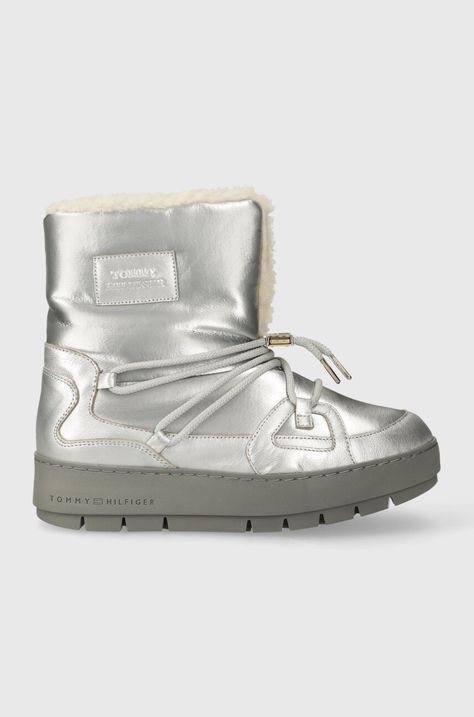 Μπότες χιονιού Tommy Hilfiger TOMMY ESSENTIAL SILVER SNOWBOOT χρώμα: ασημί, FW0FW07506 F3FW0FW07506