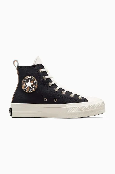 Πάνινα παπούτσια Converse Chuck Taylor All Star Lift χρώμα: μαύρο, A05257C
