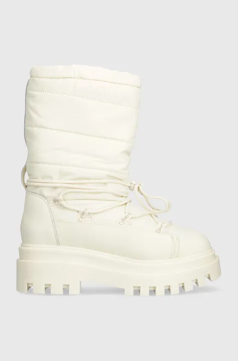 Μπότες χιονιού Calvin Klein Jeans FLATFORM SNOW BOOT NYLON WN χρώμα: μπεζ, YW0YW01146