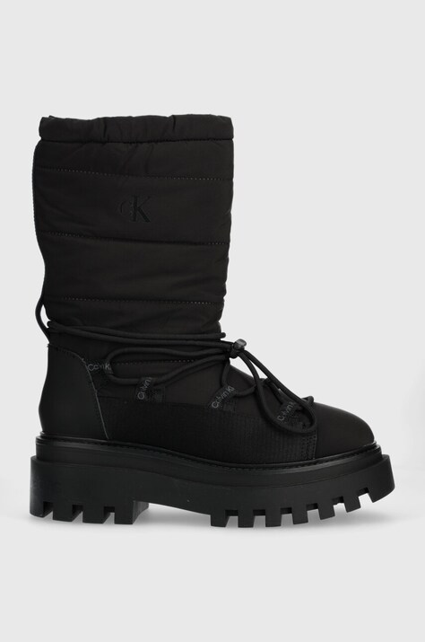 Calvin Klein Jeans cizme de iarna FLATFORM SNOW BOOT NYLON WN culoarea negru, YW0YW01146